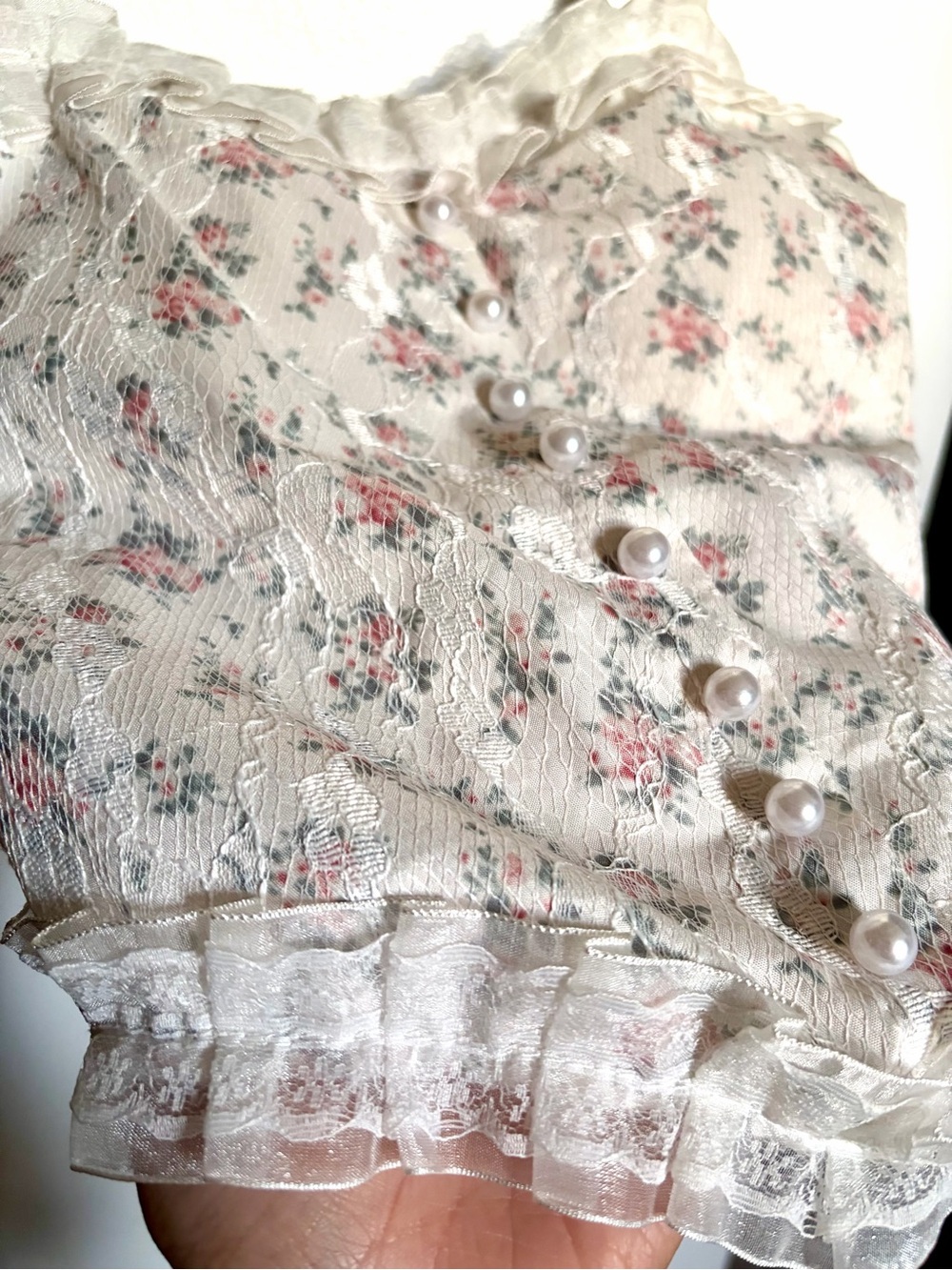 Ivory Floral Lace Button Front Camisole